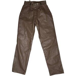 Vintage Arlando Leather Pants moto high rise Brown pleated front women's sz 10